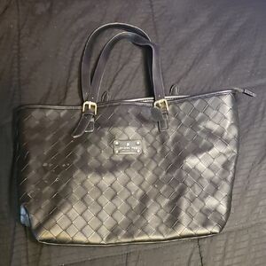 London Fog Black Quilted Tote Bag